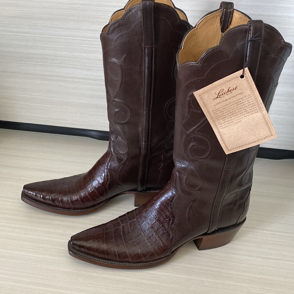 Lucchese Womens handmade leather cowboy boots L4127 size 9.5 caiman belly - Picture 5 of 12
